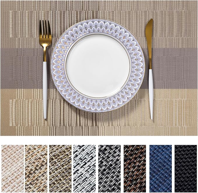 LEXMORE Placemats Set of 6 Vinyl/Plastic Woven Place Mats by lexmore