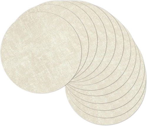13" Round Placemats Set of 12, Reversible Faux Leather Heat Resistant Table Mats by NCUE