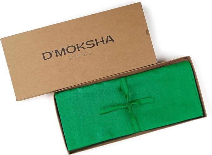 D'Moksha Homes Linen Kelly Green Table Runner 144 Inches Long - Image 4