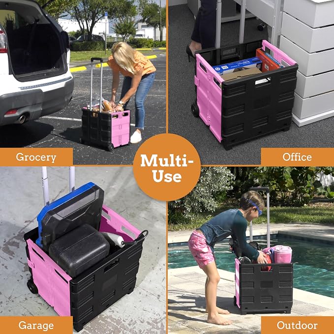 Inspired Living Ultra-Slim Rolling Collapsible Storage Pack-N-Roll Utility-carts - Image 5