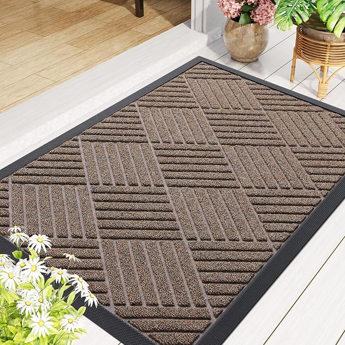 Smiry Front Door Mat Outside Entrance, Heavy Duty Outdoor Indoor Mat, Natural - Image 8