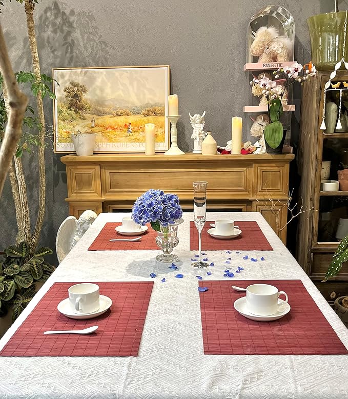 ANDSTAR Set of 8 Pcs Bamboo Placemats Natural Anti-Slip Bamboo Placemats - Image 6