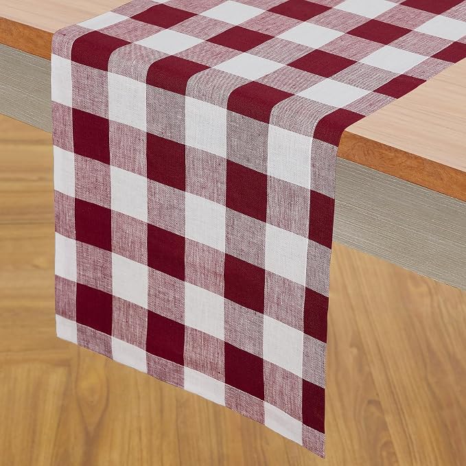 Solino Home Linen Checkered Table Runner 156 Inches Long - Image 2