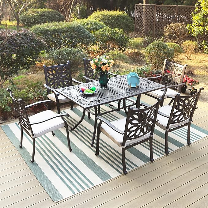 Sophia & William 6-Person Rectangular Cast Aluminium Outdoor Dining Table - Image 4