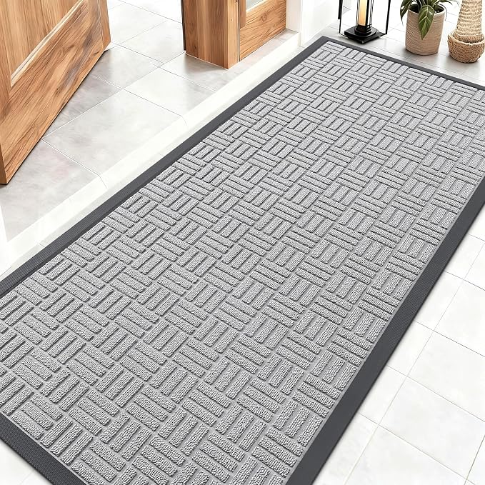OLANLY Front Door Mat Outside Entrance 59x23, Heavy Duty Sturdy Natural Rubber by OLANLY