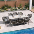 PURPLE LEAF 9 Pieces Outdoor Dining Set Patio Table and Chairs Set Aluminum by PURPLELEAF
