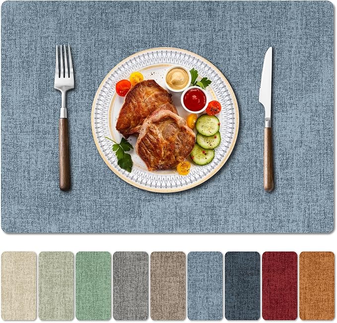 Faux Leather Heat Resistant Placemats Set of 8 – Waterproof Oilproof Wipeable by Unknown