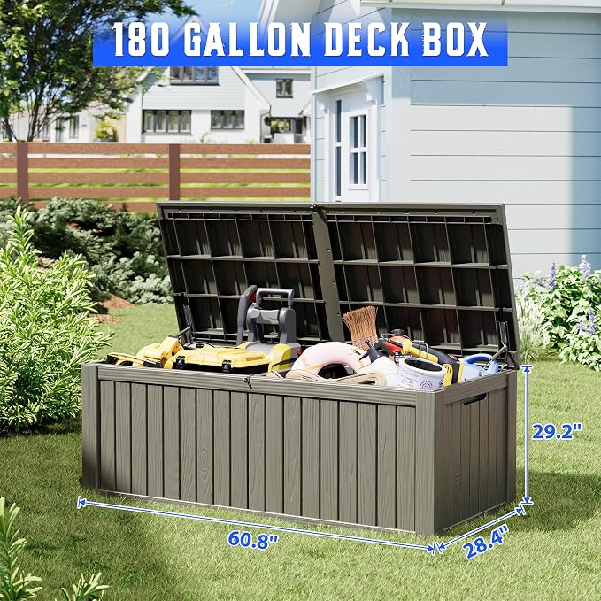 KAMABOKO Outdoor Storage Box, 180 Gallon Large Outdoor Resin Deck Box, Storage - Image 2