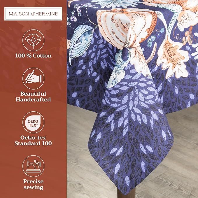 Maison d' Hermine Table Cloth Square Table 100% Cotton 60 x 60 Inches Fall - Image 2