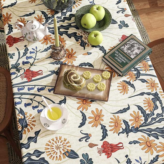 French Vintage Small Rectangular Tablecloth, Linen Tablecloth - Image 5