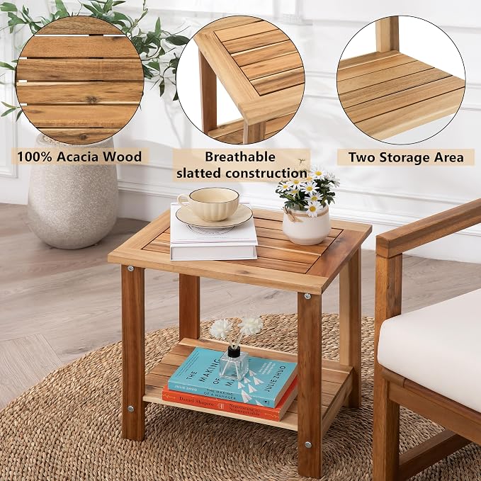 Double Adirondack Side Table, Weather-Resistant Rectangular End Table - Image 4