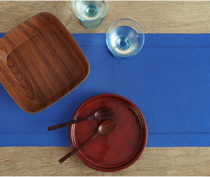Solino Home Linen Royal Blue Table Runner 108 Inches Long - Image 3