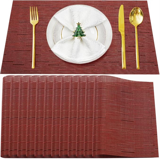 Placemats Set of 12, Heat and Stain Resistant Indoor/Outdoor Place mats by BxzanDya-LifeSmartMaker