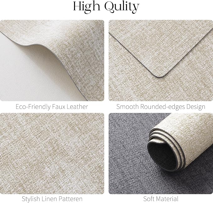 MOSAYT Faux Leather Placemats Set of 6, Heat Resistant Wipeable Washable Vinyl - Image 5