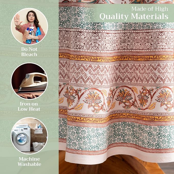 Maison d' Hermine Table Cloth Round Table 100% Cotton 69 Inches Fall Tablecloth - Image 3