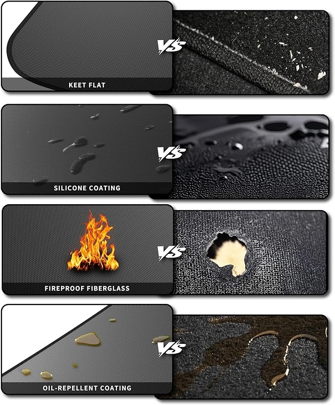 Grill Floor Mat with Silicone Fiberglass Coating, Fireproof and Waterproof