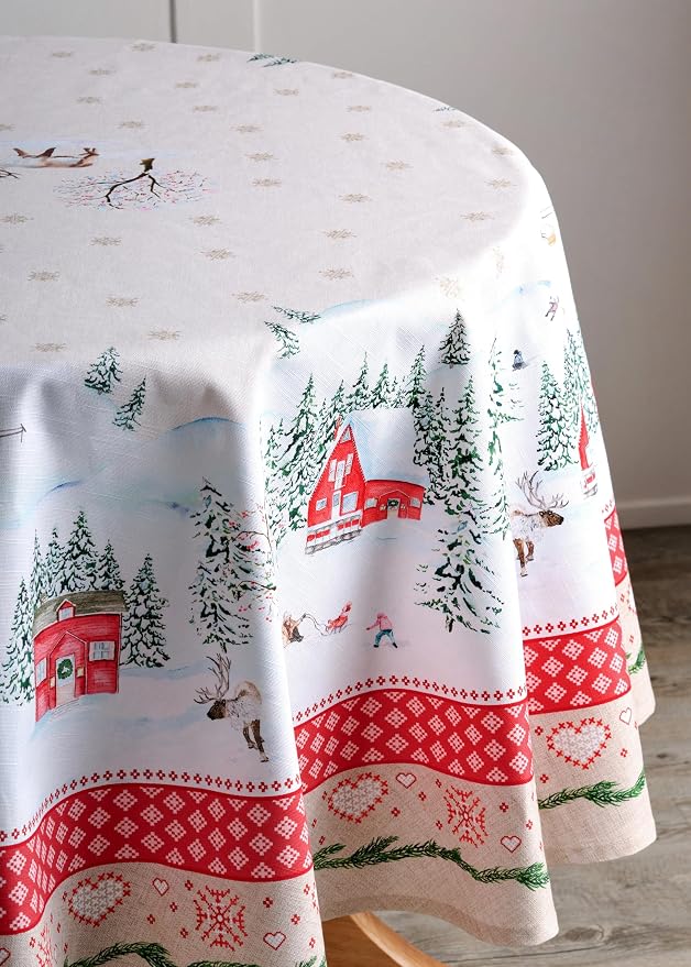 Maison d' Hermine Table Cloth Round Table 100% Cotton 69 Inches Fall Tablecloth - Image 4