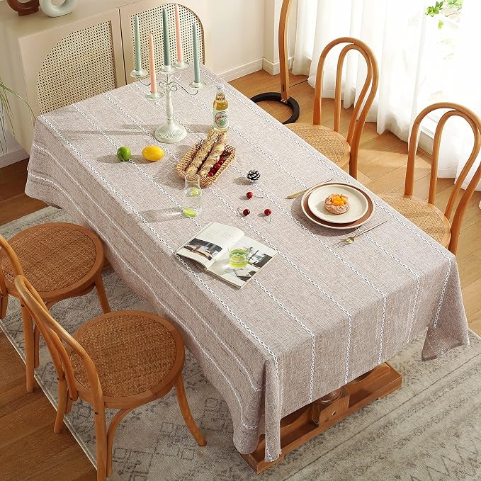 Chassic 60 x 60 inches Farmhouse Style Linen tablecloths, Wrinkle Resistant - Image 4