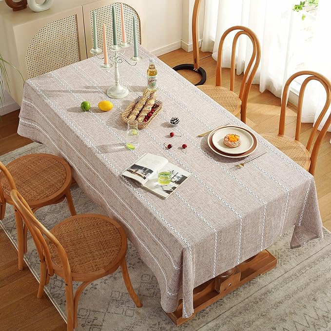 Chassic 60 x 84 inches Farmhouse Style Linen tablecloths, Wrinkle Resistant - Image 4