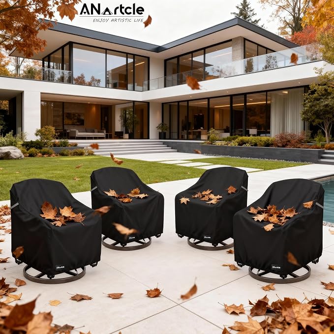 Swivel Patio Chair Cover 4 Pack, 600D Waterproof Heavy Duty Outdoor Chair Cover - Image 8