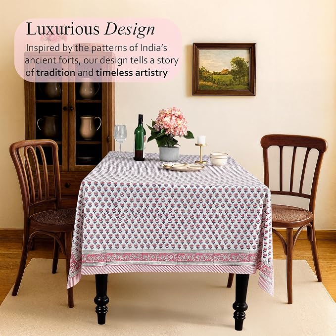 CPC Tablecloth 100% Cotton 60x60 Inch Indian Block Print Square Table Cover - Image 2
