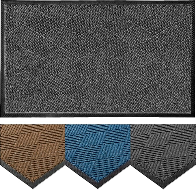 Ecomills Deluxe Diamond Entrance Door Mat, X-Large Heavy Duty Absorbent Rubber by Ecomills