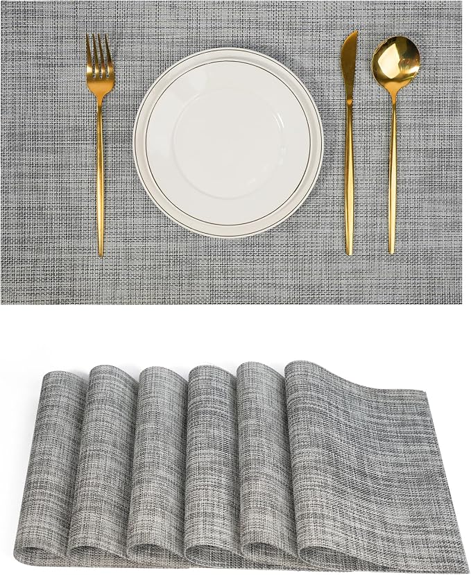Placemats Set of 6，Non-Slip PVC Weave Table Mats Easy to Clean，Heat Resistant by flohar