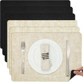 Myir JUN Dual Sided Faux Leather Placemats Set of 6 Indoor/Outdoor Square by MyirJUN