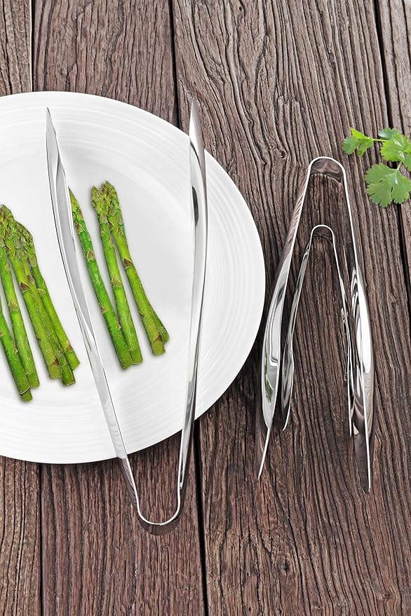 Utility Tongs, 3-Piece Stainless Steel Set in 6, 9 and 12 Inch