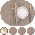 Homaxy Round Faux Leather Placemats and Coasters, Washable Dual-Side Table Mats by Homaxy
