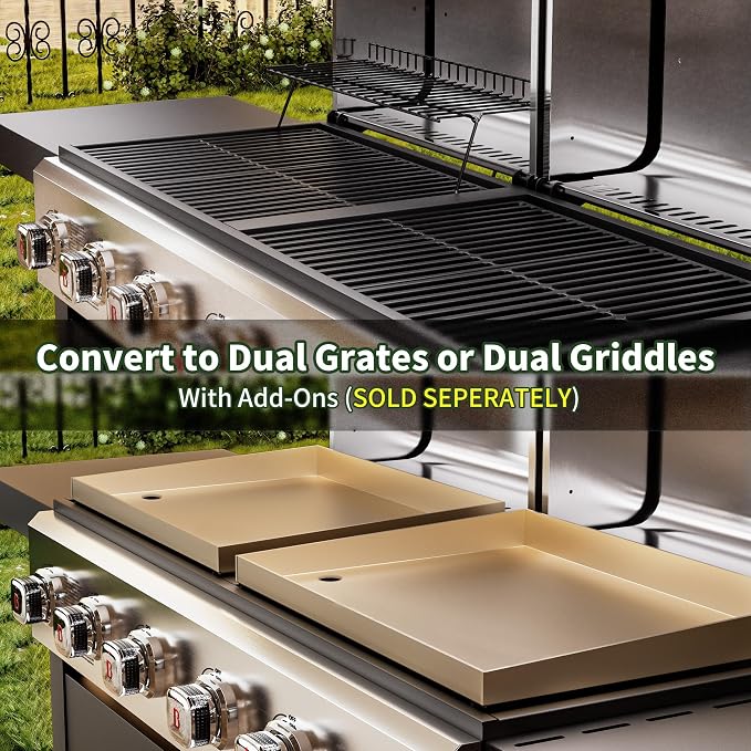 Brand-Man Griddle Grill Combo 6-Burner, 2 in 1 Versatile Propane Gas Grill and - Image 5