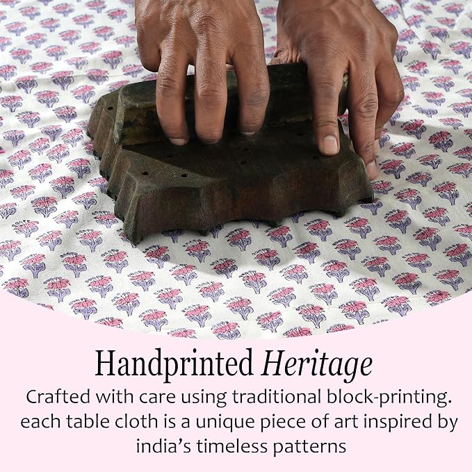 CPC Tablecloth 100% Cotton 70x118 Inch Indian Block Print Rectangle Table Cover - Image 5