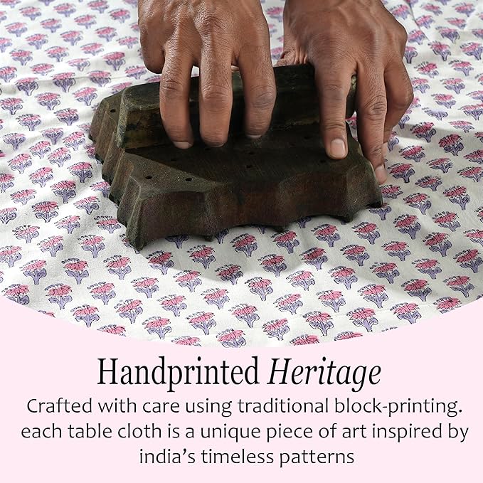 CPC Tablecloth 100% Cotton 72x140 Inch Indian Block Print Rectangle Table Cover - Image 5