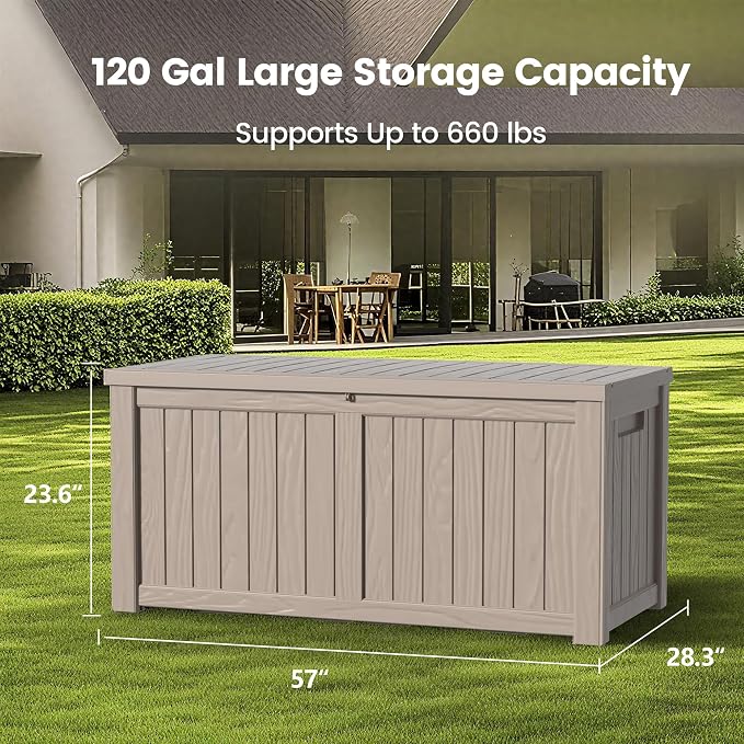Zapdos Outdoor Storage Box, 120 Gallon Deck Box - Image 2