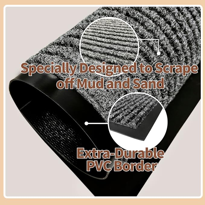 Front Door Mat Outdoor, Non-Slip and Heavy Duty Welcome Mat, Low Profile Easy - Image 4