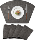 Round Table Placemats Set of 4, Faux Leather Wedge Shape Place Mats Heat by Wanlvhu