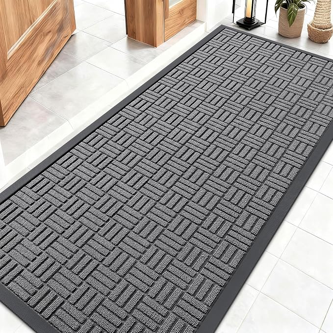 OLANLY Front Door Mat Outside Entrance 59x23, Heavy Duty Sturdy Natural Rubber by OLANLY