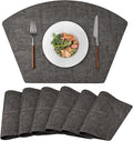 Round Table Placemats Set of 6, Faux Leather Wedge Shape Place Mats Heat by Wanlvhu