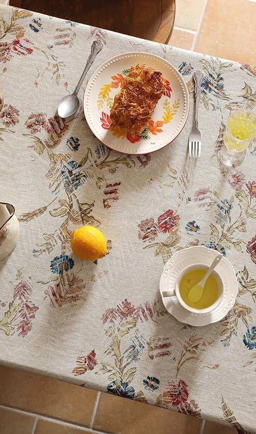 patdrea Designer Vintage Red Rectangle Tablecloth, French Linen Animals Pattern - Image 6