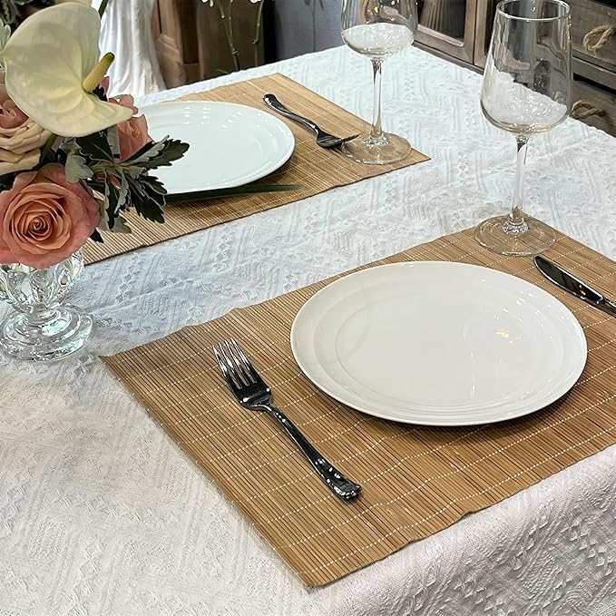 ANDSTAR Set of 24 Bamboo Placemats 17.7X11.8Inch Sushi Rolling Mat Japanese - Image 5