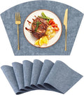 Homaxy Round Table Placemats Set of 6, Washable Wedge Shaped Faux Leather Table by Homaxy