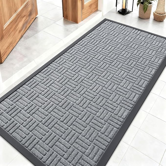 OLANLY Front Door Mat Outside Entrance 47x23, Heavy Duty Sturdy Natural Rubber by OLANLY