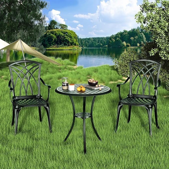 Patio Bistro Set 3 Piece, Cast Aluminum Bistro Set - Image 8