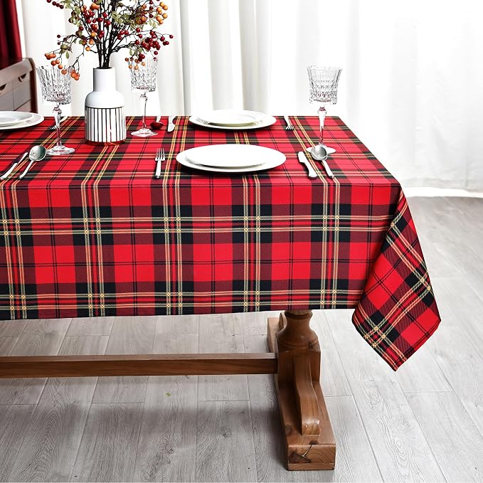 Tartan Waterproof Christmas Plaid Tablecloth Fabric - Image 2