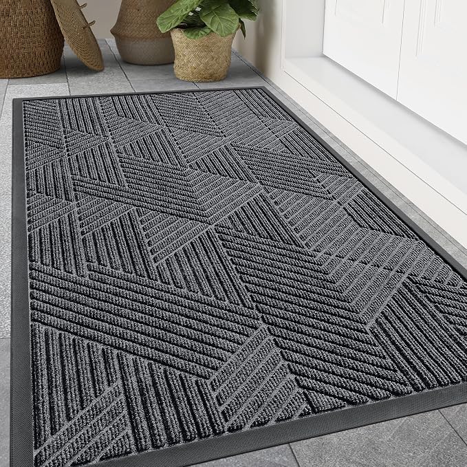 Smiry Front Door Mat Outside Entrance, Heavy Duty Sturdy Natural Rubber Doormat by Smiry