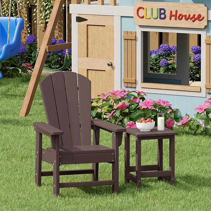 Costaelm Kids Outdoor Side Table, Small Patio HDPE Adirondack Square Table - Image 3