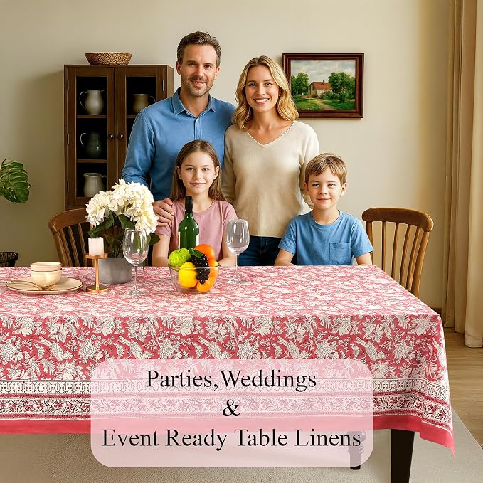 CPC Tablecloth 100% Cotton 60x90 Inch Indian Block Print Rectangle Table Cover - Image 3