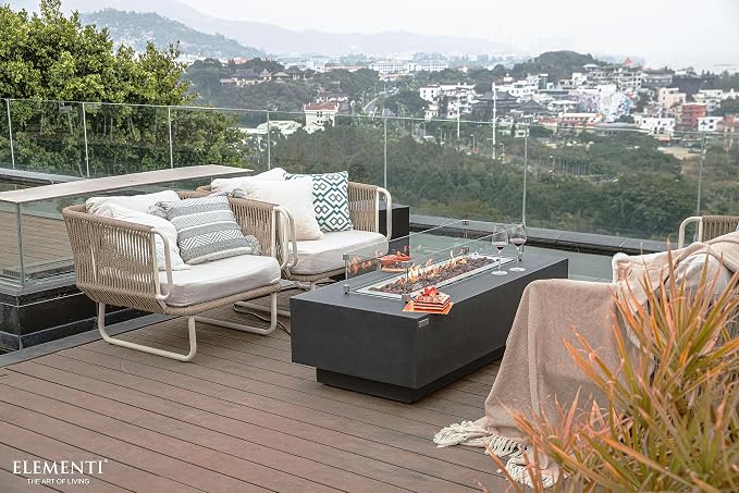 Elementi | Bundle Granville Gas Fire Pit Cast Concrete 60" Rectangular Fire - Image 7