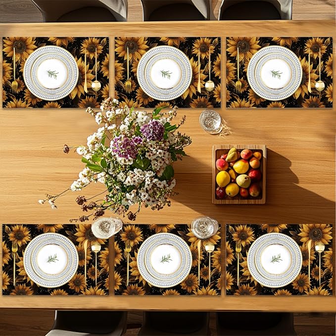 Placemats12x18 Inch, Sunflowers Placemats, Kitchen Dining Coffee Table Mats Set - Image 7