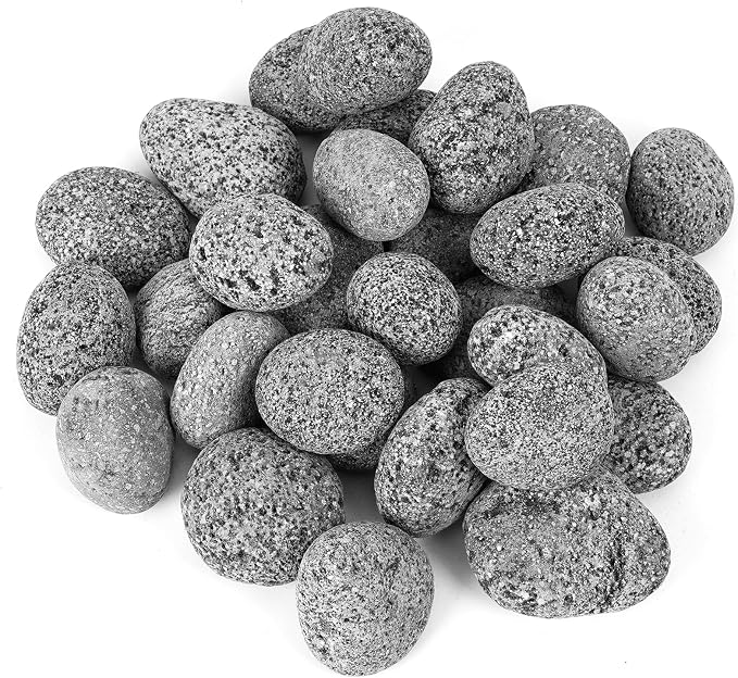 Skyflame Black Natural Tumbled Stones Round Lava Rock Pebbles by Skyflame